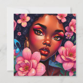 Hübsche Farbweibchen mit rosa Blume Karte (Vorderseite)