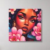Hübsche Farbweibchen mit rosa Blume Leinwanddruck (Vorderseite)
