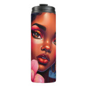 Hübsche Farbweibchen mit rosa Blume Thermosbecher (Vorderseite)