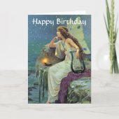 Hübsche Fee Harfe Candle Ocean Geburtstag Karte (Vorderseite)