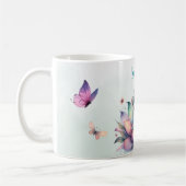Hübsche Fee sitzt in einer Blume Kaffeetasse (Links)