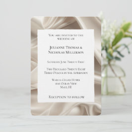 Hübsche Feminine Champagne Gold Imitats Satin Wedd Einladung