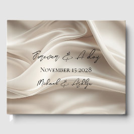 Hübsche Feminine Champagne Gold Imitats Satin Wedd Gästebuch