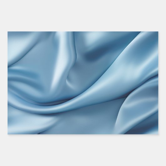 Hübsche Feminine Light Blue Imitats Satin Geschenkpapier Set (Vorderseite 2)