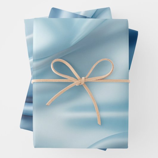 Hübsche Feminine Light Blue Imitats Satin Geschenkpapier Set (Beispiel)