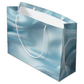 Hübsche Feminine Light Blue Imitats Satin Große Geschenktüte (Rückseite Schrägansicht)