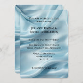 Hübsche Feminine Light Blue Imitats Satin Wedding Einladung (Vorne/Hinten)