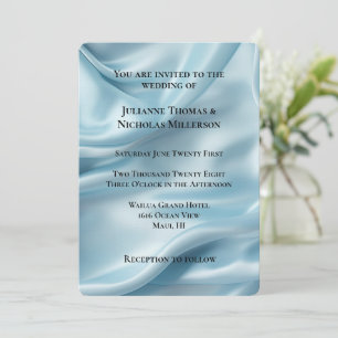 Hübsche Feminine Light Blue Imitats Satin Wedding Einladung