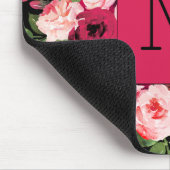 Hübsche feminine Monogramm schwarz und rosa bläser Mousepad (Ecke)