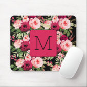 Hübsche feminine Monogramm schwarz und rosa bläser Mousepad (Mit Mouse)