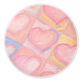 Hübsche Feminine Pink Pastel Hearts Kunst Keramikknauf (Vorderseite)