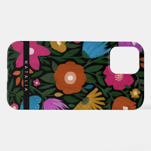 Hübsche, fett gestrichene Florals | Name iPhone Hülle (Rückseite (Horizontal))