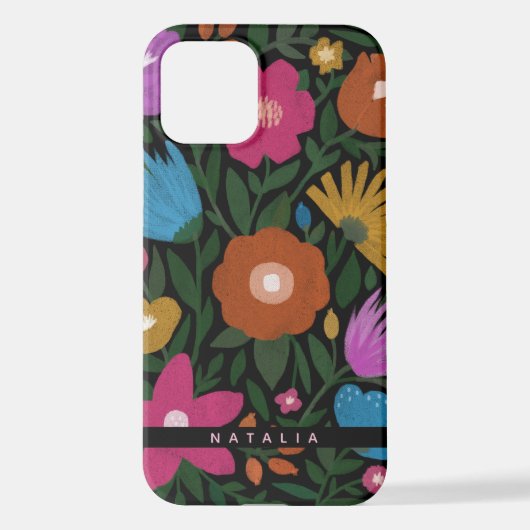 Hübsche, fett gestrichene Florals | Name iPhone Hülle (Rückseite)