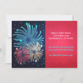 Hübsche Feuerwerkskörper 4. Juli Party Einladungen (Rückseite)