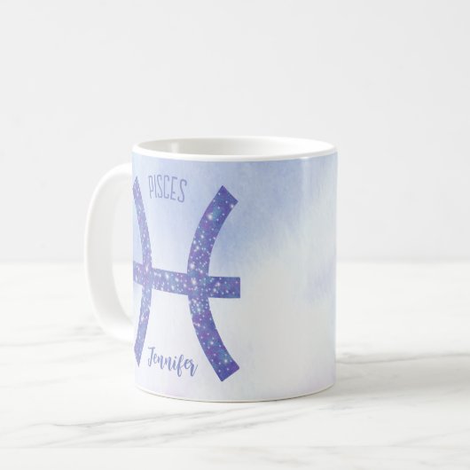 Hübsche Fische Astrologie Signieren Personalisiert Kaffeetasse (Vorderseite Links)