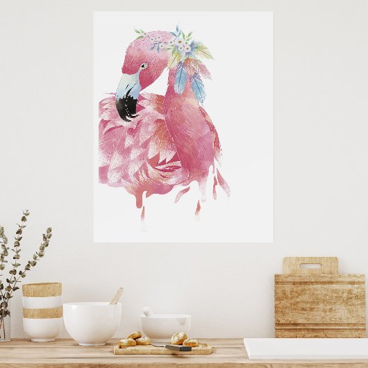 Hübsche Flamingo Kunst Poster (Küche)