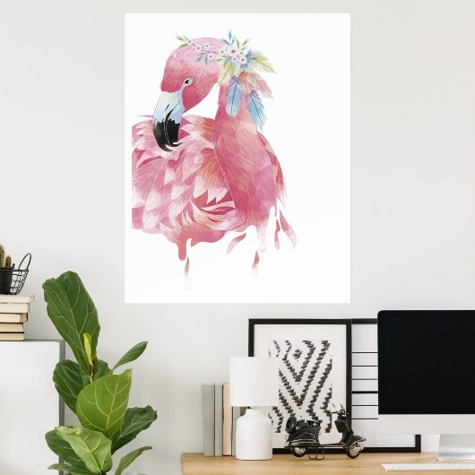 Hübsche Flamingo Kunst Poster (Heimbüro)