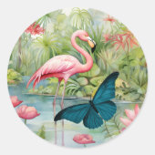 Hübsche Flamingo- und Butterfly-Umschlag Aufkleber (Vorderseite)