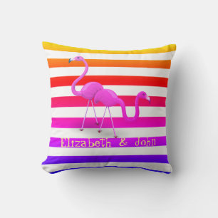 Hübsche Flamingos, Ombre-Streifen Kissen