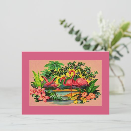 Hübsche Flamingos Pool-Party Einladungen (Stehend Vorderseite)