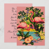 Hübsche Flamingos Pool-Party Einladungen (Vorne/Hinten)
