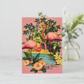 Hübsche Flamingos Pool-Party Einladungen (Stehend Vorderseite)