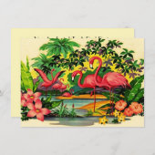 Hübsche Flamingos Pool-Party Einladungen (Vorne/Hinten)