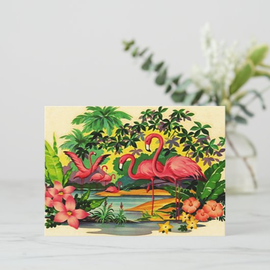 Hübsche Flamingos Pool-Party Einladungen (Stehend Vorderseite)