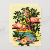 Hübsche Flamingos Pool-Party Einladungen (Vorne/Hinten)