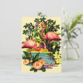 Hübsche Flamingos Pool-Party Einladungen (Stehend Vorderseite)