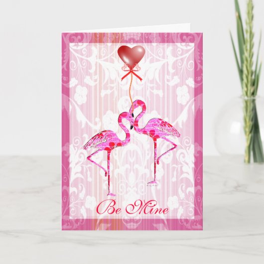 Hübsche Flamingosvalentine-Karte Feiertagskarte (Vorderseite)