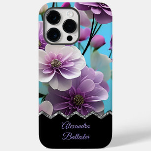 Hübsche Flieder Lila Rosa Pink Blumen blau Case-Mate iPhone 14 Pro Max Hülle