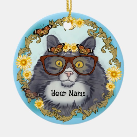 Hübsche Floof-Katze Keramik Ornament (Vorne)