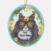 Hübsche Floof-Katze Keramik Ornament (Links)