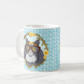 Hübsche Floof-Katze mit Brille Tasse (Vorderseite Links)