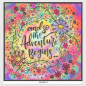 Hübsche Flora und so beginnt das Abenteuer rosa Aufkleber (Blatt)