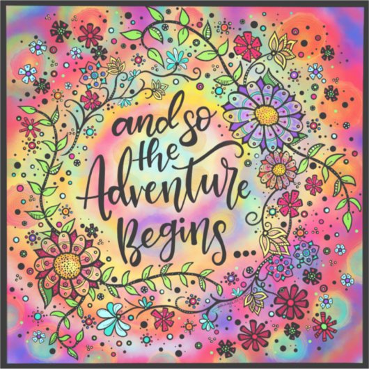 Hübsche Flora und so beginnt das Abenteuer rosa Aufkleber (Vorderseite)