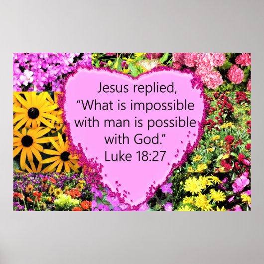 HÜBSCHE FLORAL LUKE 18:27 SCRIPTURE POSTER (Vorne)