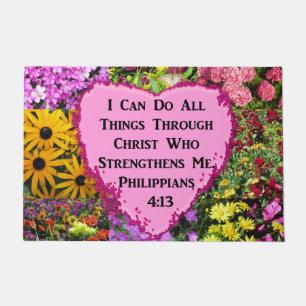 HÜBSCHE FLORAL PHILIPPIANS 4:13 FOTO DESIGN FUßMATTE