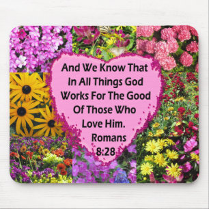 HÜBSCHE FLORAL ROMANS 8:28 SCRIPTURE VERSE MOUSEPAD