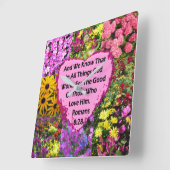 HÜBSCHE FLORAL ROMANS 8:28 SCRIPTURE VERSE QUADRATISCHE WANDUHR (Winkel)
