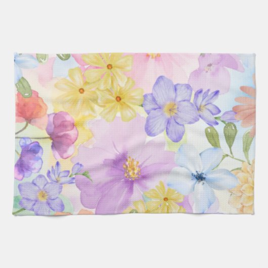 Hübsche florale Aquarelle Geschirrtuch (Horizontal)