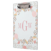 Hübsche florale Botanische Monogramm-Zwischenablag Klemmbrett (Links)