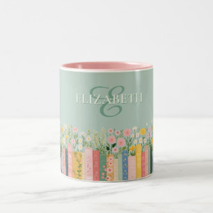 Hübsche Florale Buchliebhaber-Persönliche Note Zweifarbige Tasse