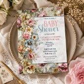 Hübsche Florale Collage Baby Shower Einladung