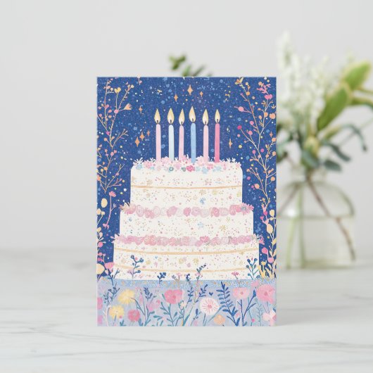 Hübsche florale Geburtstagskarte (Stehend Vorderseite)