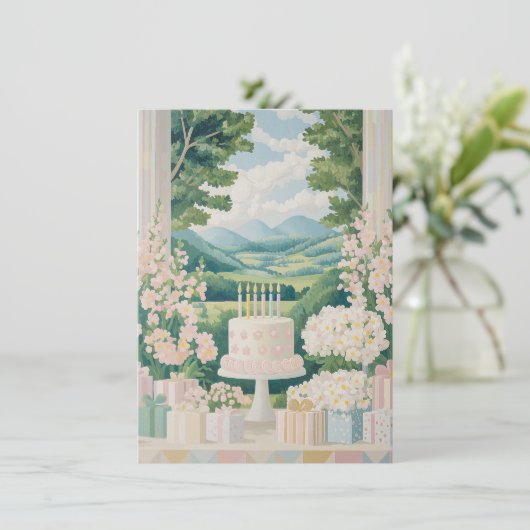 Hübsche florale Geburtstagskarte (Stehend Vorderseite)