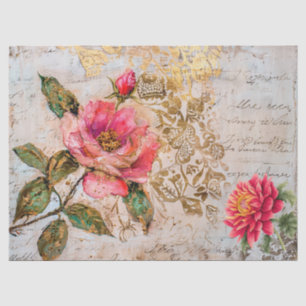 Hübsche florale gestörte Vintage Rose Dekoupage Seidenpapier