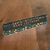 Hübsche florale Girl Custom Black Desk Namplate Namensplakette (Seite)