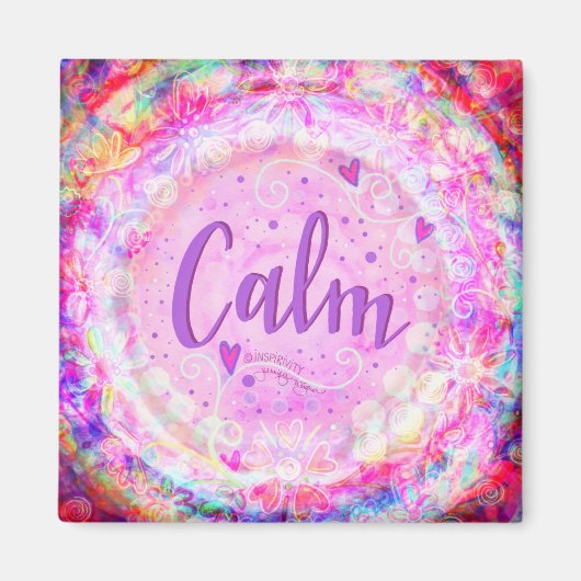 Hübsche florale Inspirivity ONE WORD Pink Magnet (Vorne)